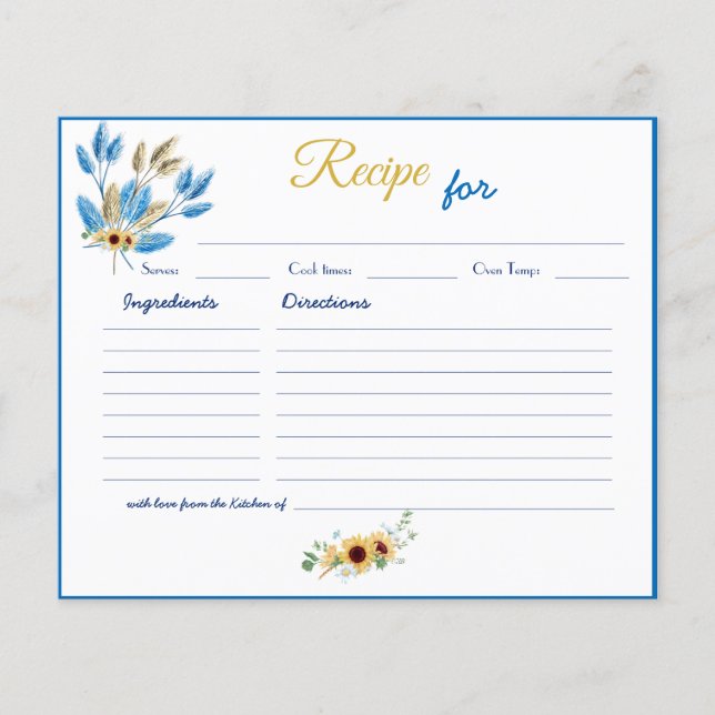 Receta de ducha de novia para tarjetas de consejo  (Anverso)