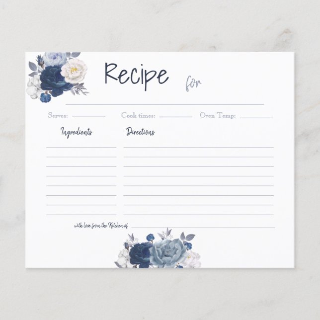 Receta de ducha de novia para tarjetas de consejo  (Anverso)