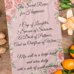 Receta de felicidad toalla de cocina floral<br><div class="desc">Añada una raspadura de alegría y un toque de humor a su cocina con nuestra receta de felicidad, toalla de cocina floral. Esta toalla encantadora y caprichosa presenta un mensaje que combina los ingredientes esenciales para la felicidad en un formato de receta lúdico. Rodeado de delicados rosas en un suave...</div>