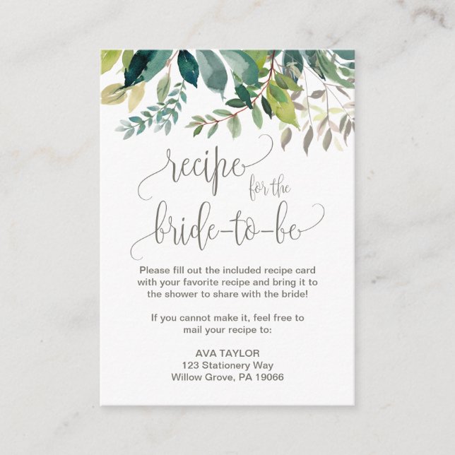 Receta de follaje para la tarjeta de inserción de  (Anverso)