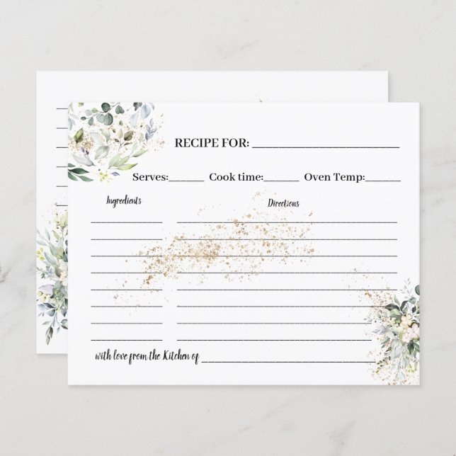 Receta de hierbas y vegetación Tarjeta Ducha de No (Anverso / Reverso)