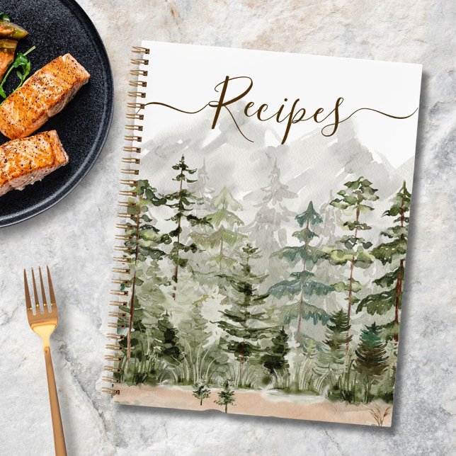 Receta de libro de cocina de bosque de pino verde  (In situ)