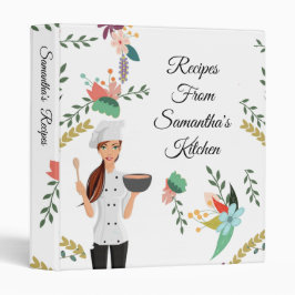 Receta de libro de cocina floral de chef mujer mod