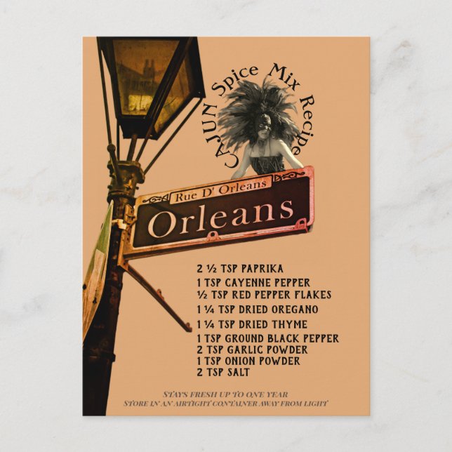 Receta de mezcla de especias cajún | Tarjeta posta (Anverso)