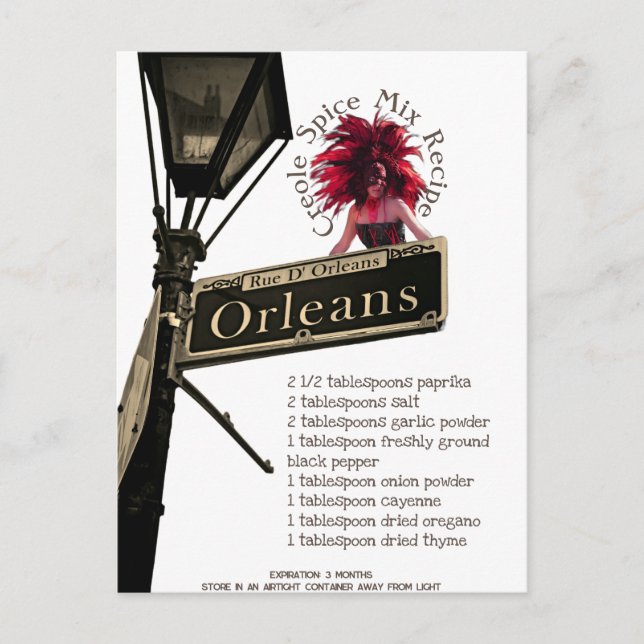 Receta de mezcla de especias criollas | Tarjeta po (Anverso)