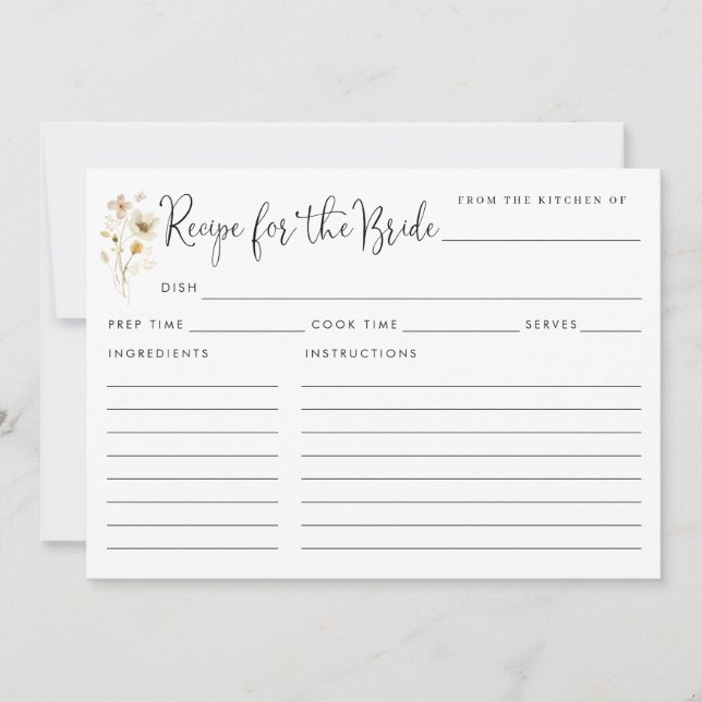 Receta de moda para las tarjetas florales Bride Wi (Anverso)