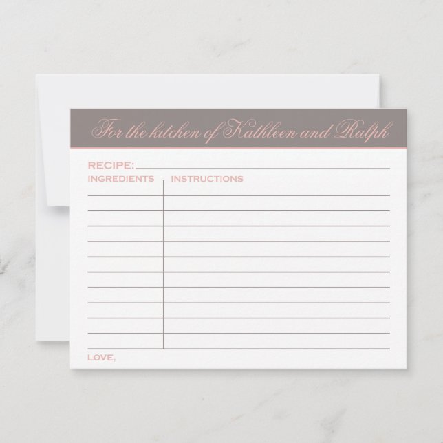 Receta elegante rosa cálida gris de ducha de novia (Anverso)