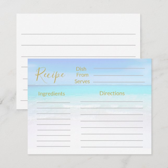 Receta Escena de la Playa del Océano Azul Marino  (Anverso / Reverso)