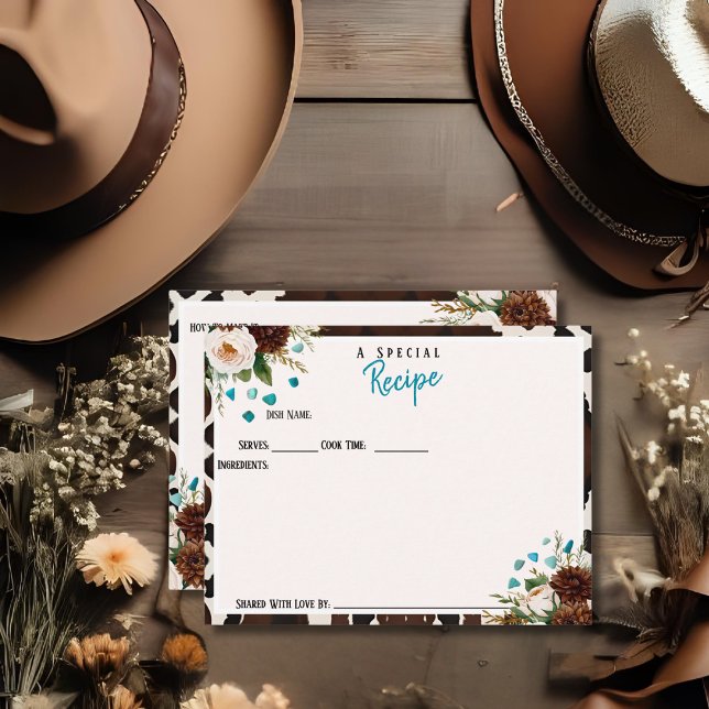Receta especial Flores silvestres - Tarjeta de pie (Special Recipe Wildflowers Turquoise Stones Card)