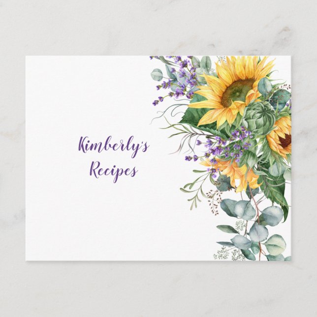 Receta floral de girasoles, eucalipto y lavanda (Anverso)