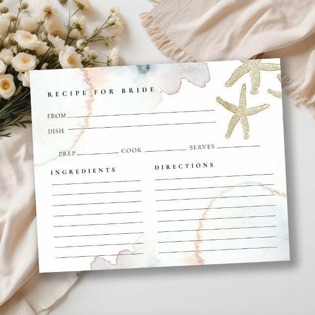 Receta Gold Starfish para tarjeta Bridal Shower (Subido por el creador)