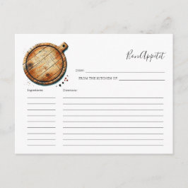 Receta para la tarjeta de la receta de la novia