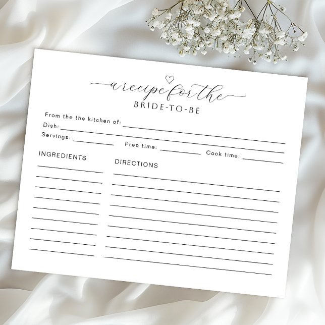 Receta para la tarjeta de novia | Ducha nupcial mí (Bridal Keepsake Activity)