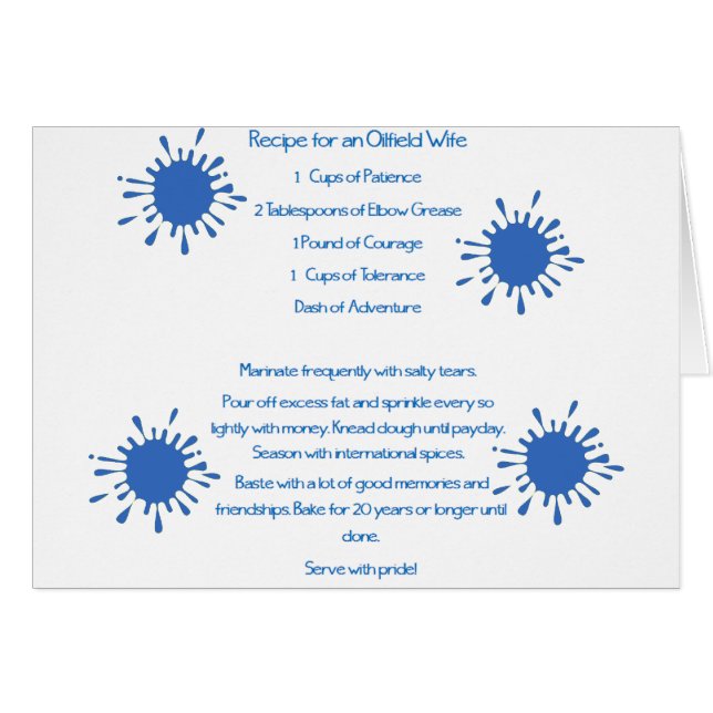 Receta para una esposa del campo petrolífero (Anverso (Horizontal))