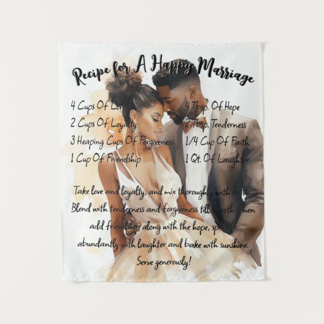 Receta Para Una Feliz Tapiz De Boda Regalo De Boda (Anverso)