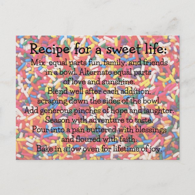 Receta para una postal de vida dulce (Anverso)