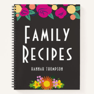 Receta personalizada del libro de cocina floral en