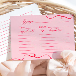 Receta roja y rosa retro para la tarjeta de novia