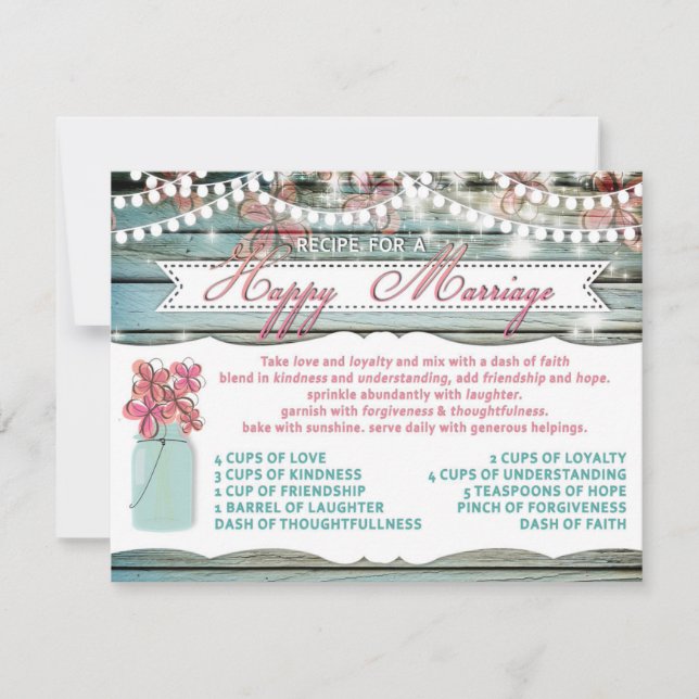 Receta rústica de Mason Jar para una gran carta ma (Anverso)