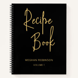 Recetario Personalizado Femenino Negro Cuaderno de