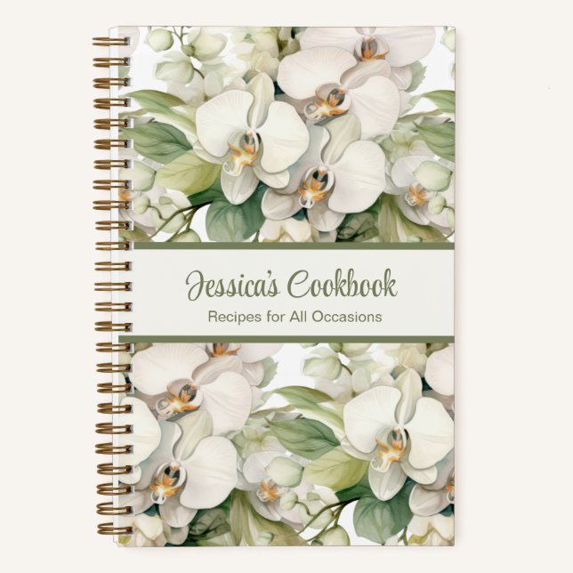 Recetario Personalizado Orquídeas Blancas Cuaderno (Anverso)