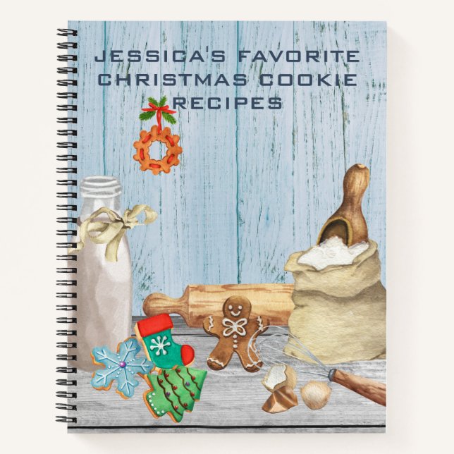 Recetas de Acuarela de Libro de Cocina de Navidad  (Anverso)