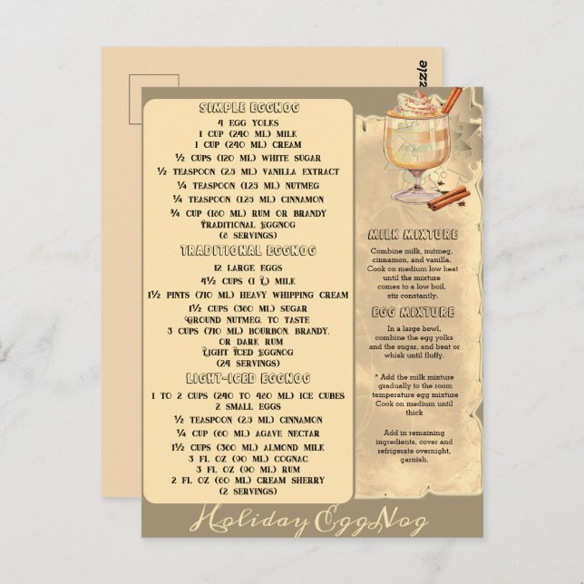 RECETAS DE HUEVOS DE VACACIONES | Tarjeta postal (Anverso / Reverso)