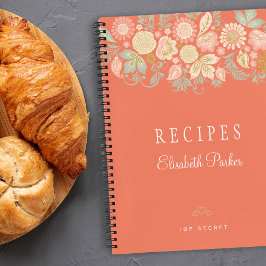 Recetas de libro de cocina floral pastel naranja e