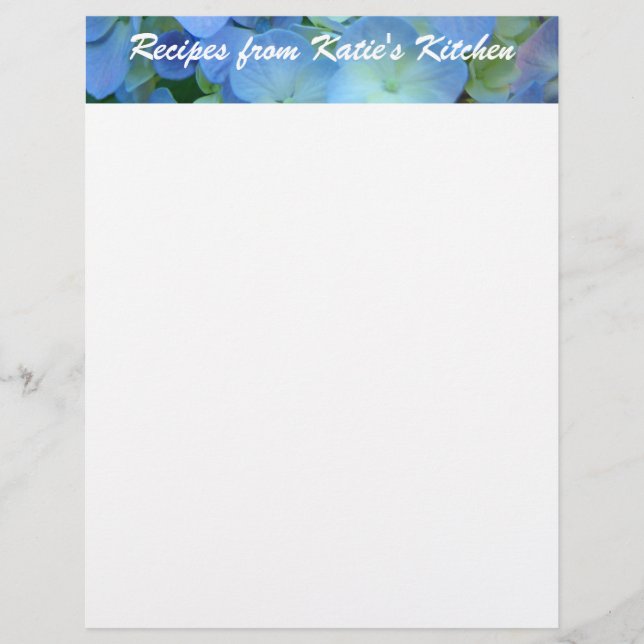Recetas de tu cocina con membrete personalizado (Anverso)