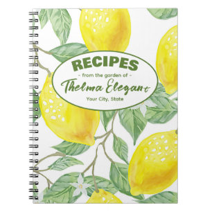 Recetas del jardín Cuaderno en espiral de limón