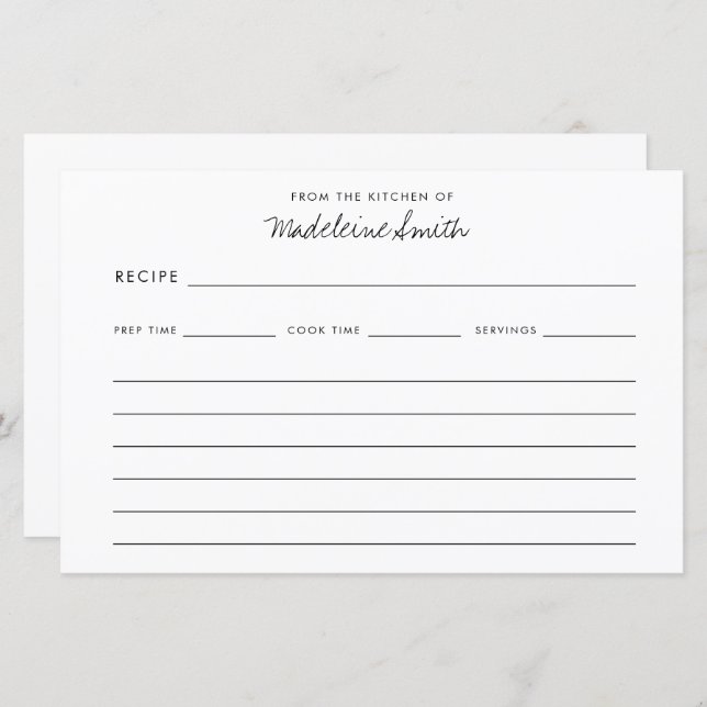 Recetas Guión Moderno De La Tarjeta De Receta De C (Anverso / Reverso)