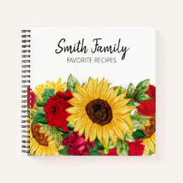 Recetas Libro de Cocina Amarillo Girasoles Rojos R