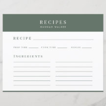 Recetas | Tarjeta minimalista elegante de receta v