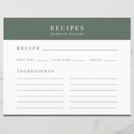 Recetas | Tarjeta minimalista elegante de receta v