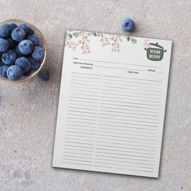 Recetas Vegetales Culinarias Elegante Bloc De Nota (Subido por el creador)