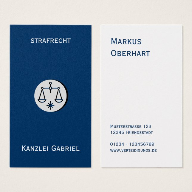 Rechtsanwalt Visitenkarten (Anverso y reverso)