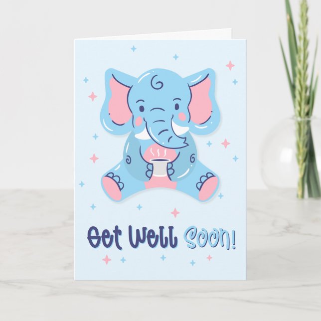 Reciba pronto la tarjeta de felicitación Blue Elep (Anverso)