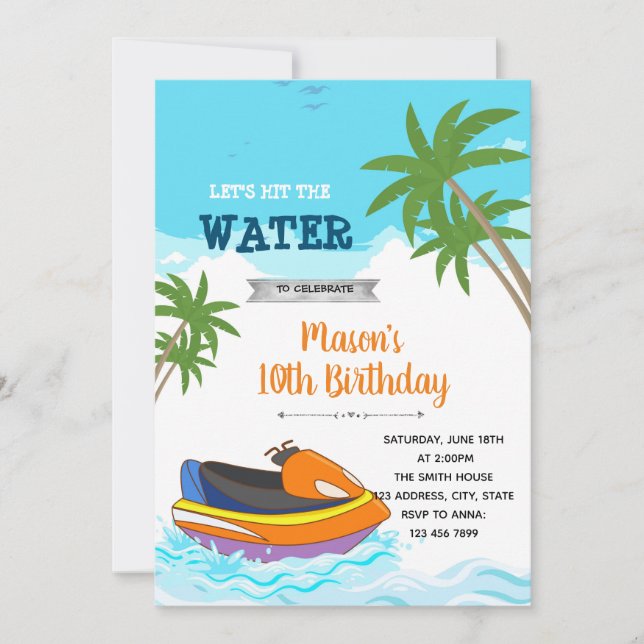 Recibe la invitación de cumpleaños del agua (Anverso)
