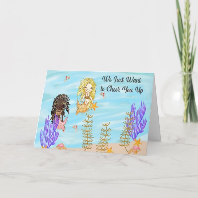 Recibir una buena tarjeta de hija con sirenas (Anverso)
