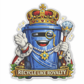 Recicla Como la Realeza - Pegatina para Contenedor