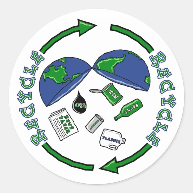 Reciclar pegatinas de la Tierra (Anverso)