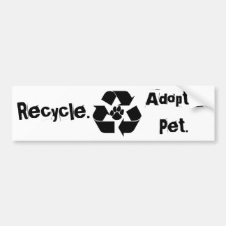 Recicle., adopte a un mascota. Pegatina para el