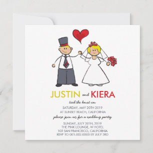 Recién Casados Anuncio de Boda de Pareja de Dibujo