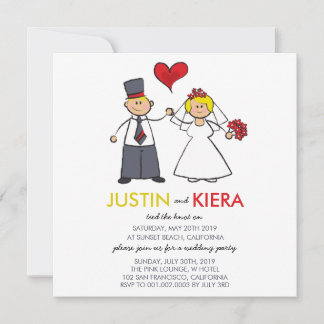 Recién Casados Anuncio de Boda de Pareja de Dibujo