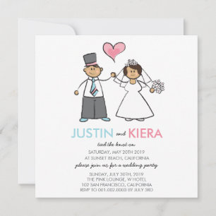 Recién Casados Anuncio de Boda de Pareja de Dibujo