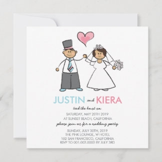 Recién Casados Anuncio de Boda de Pareja de Dibujo