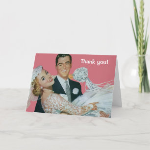 Recién casados de boda vintage, agradecimiento de