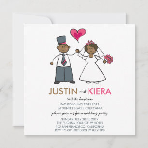 Recién Casados Dibujo Animado Anuncio de Boda de P