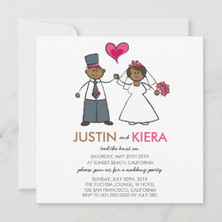 Recién Casados Dibujo Animado Anuncio de Boda de P