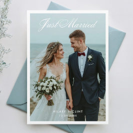 Recién Casados Elegante Anuncio de Foto de Boda